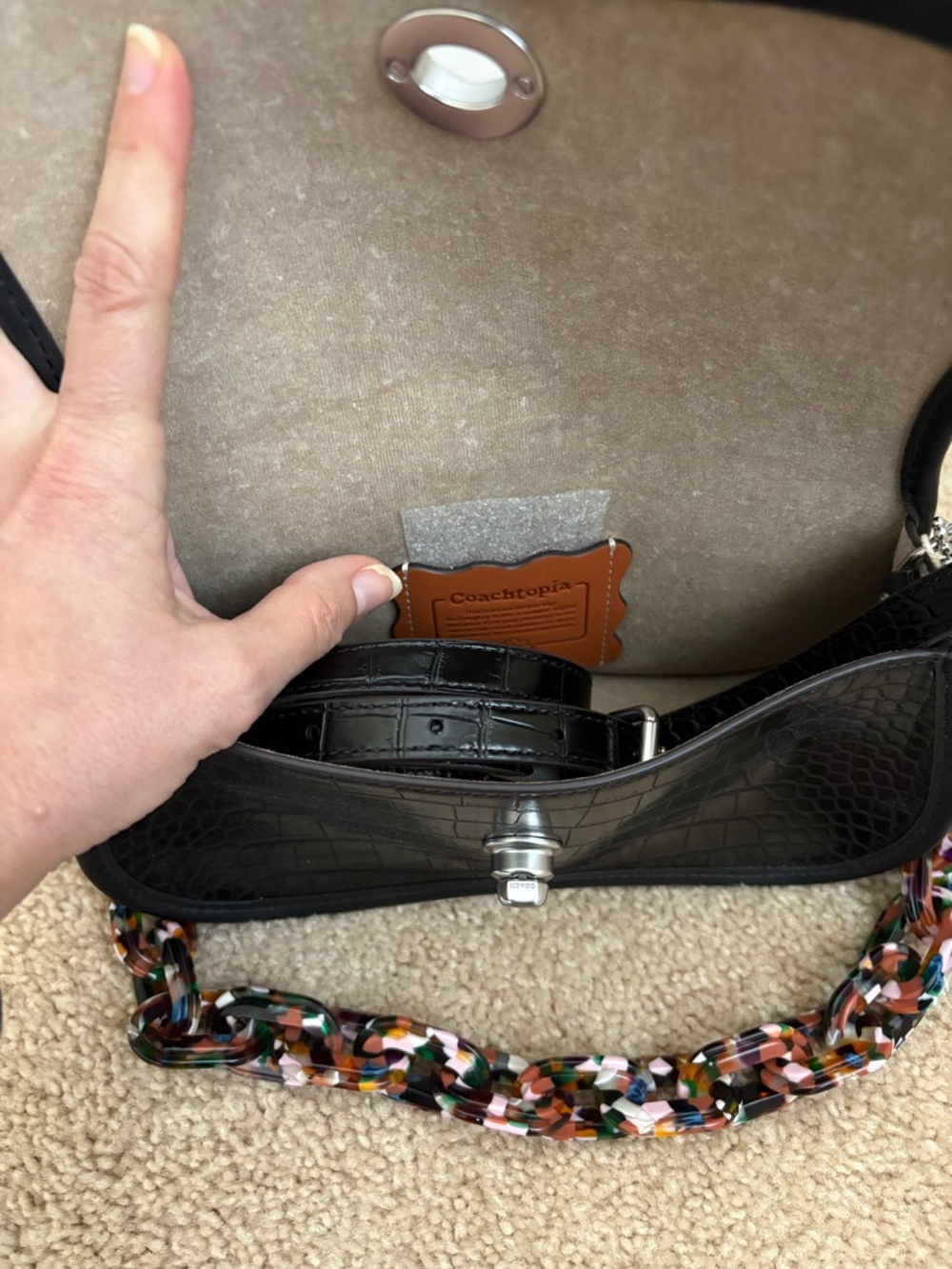 Coach Wavy Dinky Bag In Croc Embossed Coachtopia Leather - Picture 9 of 15